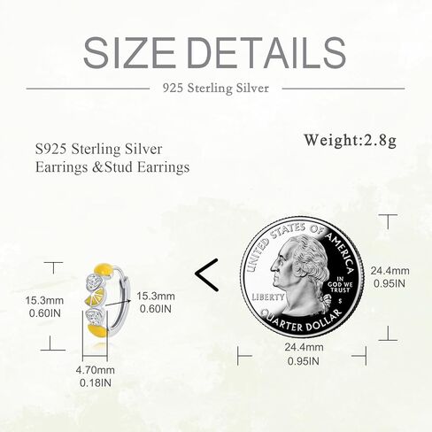 Lemon Earrings 925 Sterling Silver Fruit Huggie Earrings Hoop Earrings Lemon Jewelry for Women Sensitive Ears in Kuwait