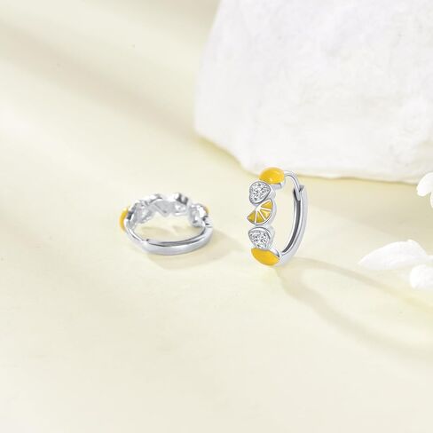Lemon Earrings 925 Sterling Silver Fruit Huggie Earrings Hoop Earrings Lemon Jewelry for Women Sensitive Ears in Kuwait