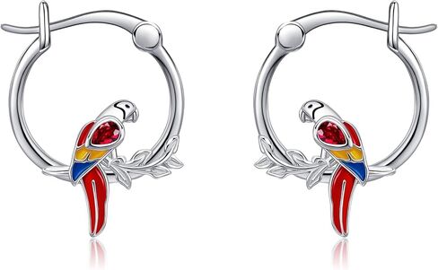 Parrot Earrings 925 Parrot Hoop Earrings Bird Jewelry Christmas Gifts for Women in Saudi Arabia