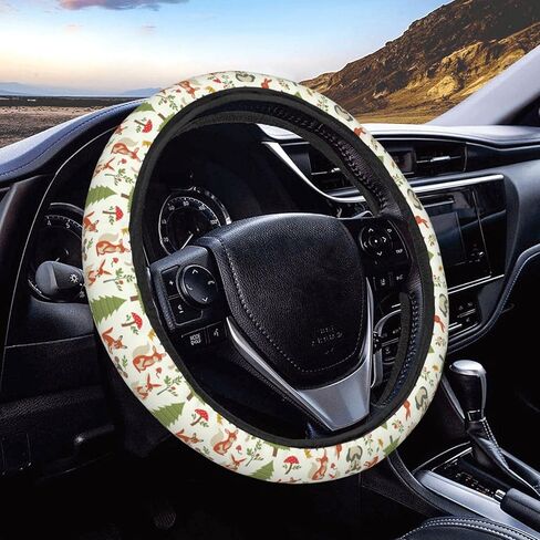 Colorful Parrots Palm Leaves Steering Wheel Covers Anti-Slip Elasticity Car Accessories Steering Wheel Protector Universal 15 Inch for Cars SUV Vehicle Truck in Saudi Arabia
