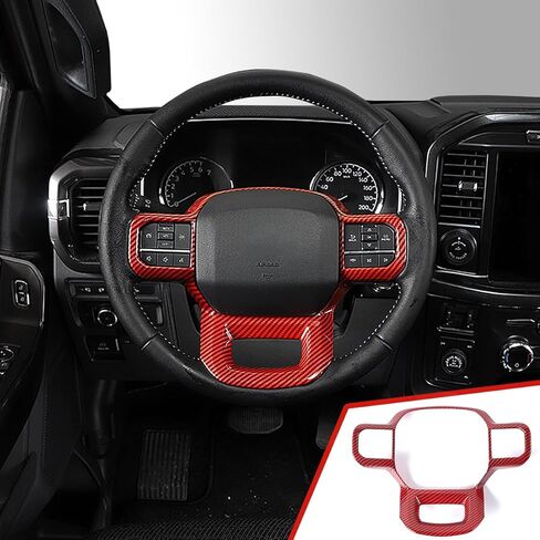 GZXinWei Steering Wheel Frame Trim Cover Panel Sticker Interior Upgrade Accessories for Ford F150 Raptor 2021 2022 2023 2024 2025 2026 Red Carbon Fiber Style in Saudi Arabia