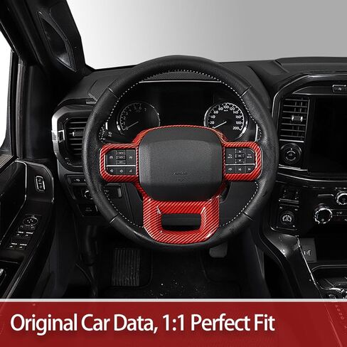 GZXinWei Steering Wheel Frame Trim Cover Panel Sticker Interior Upgrade Accessories for Ford F150 Raptor 2021 2022 2023 2024 2025 2026 Red Carbon Fiber Style in Saudi Arabia