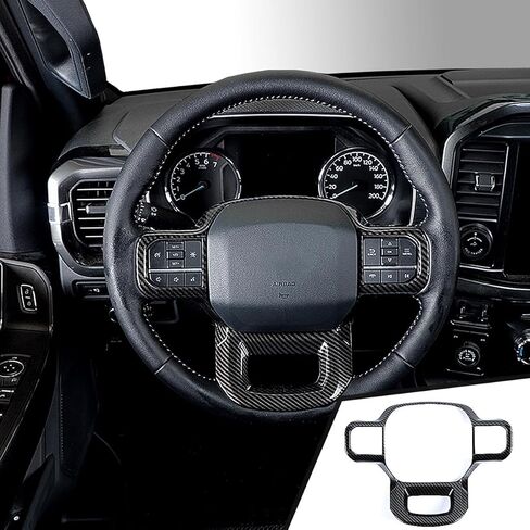 GZXinWei Steering Wheel Frame Trim Cover Panel Sticker Interior Upgrade Accessories for Ford F150 Raptor 2021 2022 2023 2024 2025 2026 Red Carbon Fiber Style in Saudi Arabia
