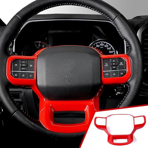 GZXinWei Steering Wheel Frame Trim Cover Panel Sticker Interior Upgrade Accessories for Ford F150 Raptor 2021 2022 2023 2024 2025 2026 Red Carbon Fiber Style in Saudi Arabia