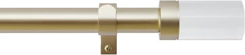 DKNY Liam Curtain Rod for Windows 66 to 120 inches, Adjustable Length 1 inch Diameter Metal Curtain Rod with Round Finials, 66" – 120", Gold in Saudi Arabia