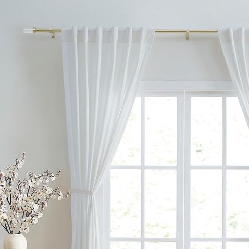 DKNY Liam Curtain Rod for Windows 66 to 120 inches, Adjustable Length 1 inch Diameter Metal Curtain Rod with Round Finials, 66" – 120", Gold in Saudi Arabia