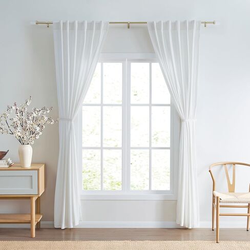 DKNY Liam Curtain Rod for Windows 66 to 120 inches, Adjustable Length 1 inch Diameter Metal Curtain Rod with Round Finials, 66" – 120", Gold in Saudi Arabia
