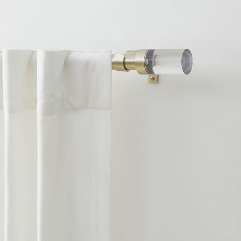 DKNY Liam Curtain Rod for Windows 66 to 120 inches, Adjustable Length 1 inch Diameter Metal Curtain Rod with Round Finials, 66" – 120", Gold in Saudi Arabia