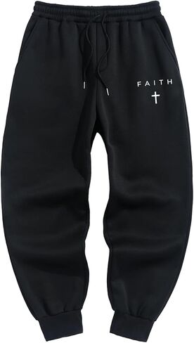 Men’s Christian Sweatpant Graphic Christ Cross Pants Elastic Waist Drawstring Gym Workout Jogging in Kuwait