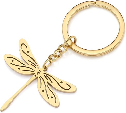 Stainless Steel Gold Silver Plated Cute Dragonfly Keychains Keyring Gift for Women Girls Car Purse Keys Accessories in Saudi Arabia