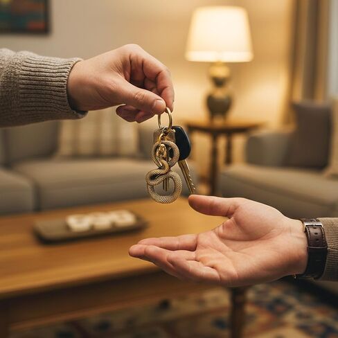 Brass Snake Keychain – Gold Animal Good Luck Charm Figure Key Chain Rings for Bags Purses Gifting, Cool Copper Bronze Handmade Pendant Statue Gift Home Decoration Goth Novelty Jewelry for Men Women in Kuwait