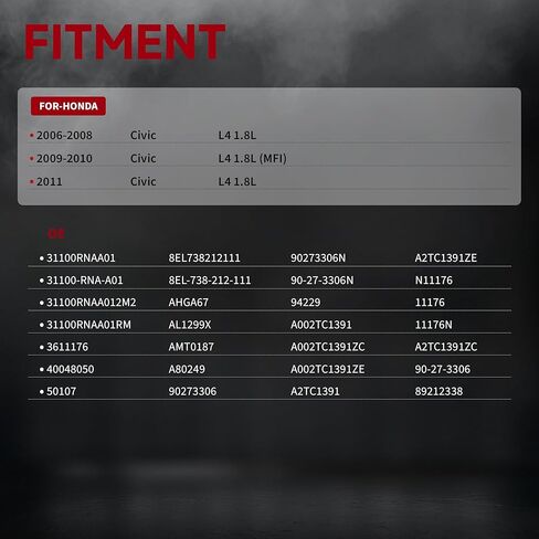 المولد ل/HONDA Civic DX EX GX LX 2006 2007 2008 2009 2010 2011 1.8L L4، Civic EX-L LX-S 2009-2011 1.8L L4، استبدال OE 31100-RNA-A01، 80Amp 12V 7-Groove Pulley in Kuwait