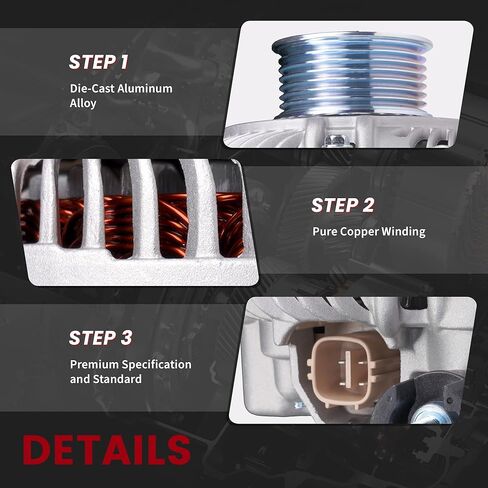 المولد ل/HONDA Civic DX EX GX LX 2006 2007 2008 2009 2010 2011 1.8L L4، Civic EX-L LX-S 2009-2011 1.8L L4، استبدال OE 31100-RNA-A01، 80Amp 12V 7-Groove Pulley in Kuwait