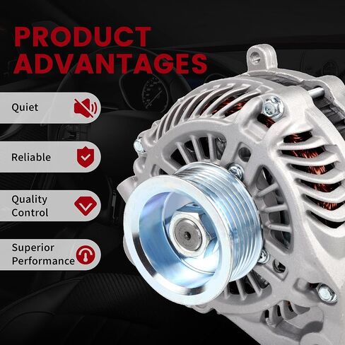 المولد ل/HONDA Civic DX EX GX LX 2006 2007 2008 2009 2010 2011 1.8L L4، Civic EX-L LX-S 2009-2011 1.8L L4، استبدال OE 31100-RNA-A01، 80Amp 12V 7-Groove Pulley in Kuwait