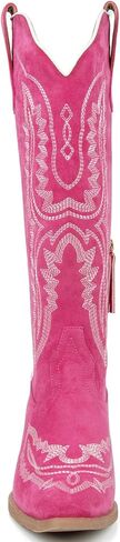 Meefit Cowboy Boots for Women Knee High Cowgirl Boots Pointed Toe Chunky Heel Western Boots,Retro Country Boots,Vintage Tall Boots(hot pink,US8.5) in Saudi Arabia