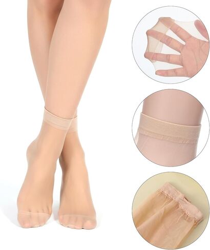 30 Pairs Womens Sheer Socks, Nude Ankle Socks Thin Nylon Sock Soft Hosiery Reinforced Toes Sock for Women in Kuwait