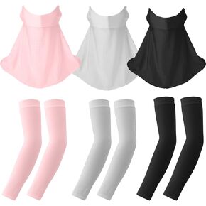 JATEBI UV Sun Protection Face with Neck Coverage UPF 50+ Face Shield Breathable + Protection Arm Sleeves for Golf, Hiking, Running, Cycling & Outdoor Sports in Kuwait