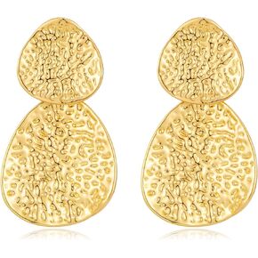 YUJIE الذهب بيان أقراط للنساء 18K مطلية بالذهب مطروق محكم أقراط جريئة استرخى هندسية القرط العصرية مجوهرات in Kuwait