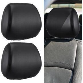 2 Pcs Car Headrest Covers Universal Fit, Full Wrap-Around Headrest Protectors, Waterproof Leather Portable Reusable Elastic Dust Cover for Most Cars Seat Headrests Accessories (Black) in Kuwait