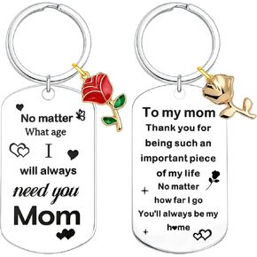 Mom Keychain Stainless Steel Key Chain Mothers Day Gift from Daughter Son Birthday Christmas Valentines Day Gifts in Kuwait