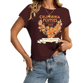 TAKEYAL Womens Cute Graphic Tees Cap Sleeve Crew Neck Casual Vintage Spring Summer Tops T-Shirt 2026 in Kuwait