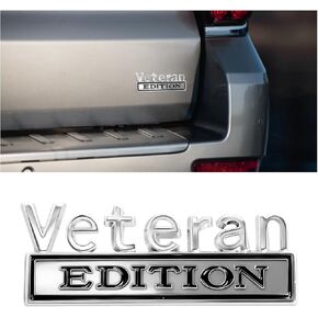 2 PCS Veteran Edition Emblem Car Decals, Veteran Letters Raised Stickers Vehicle Exterior Decoration, Retired Soldier 3D Metal Badge Bumper Decal for Cars Trucks SUVs (Black & White) in Kuwait