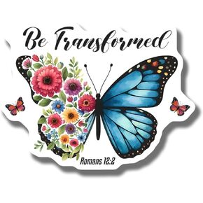 Be Transformed Butterfly Magnet with Floral Design - Romans Car Magnet 12:2 Inspirational Magnet - Motivational Fridge Decor - Christian Gift - AAMT1680 in Kuwait