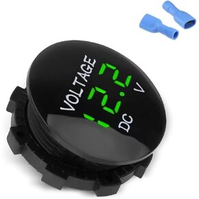 Car Voltmeter Gauge, DC 12-24 V LED Digital Voltage Meter, Waterproof Mini Round Monitor with Anti-reverse Protection, Portable Tester for Most Cars Motorcycles Trucks (Green) in Kuwait