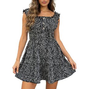 MISSMILLER فستان نسائي صيفي 2026 بدون أكمام فساتين صيفية غير رسمية متدرجة بخصر مطاطي فستان قصير in Kuwait