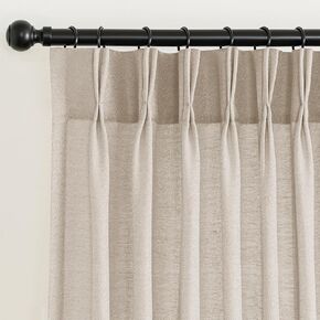 Turquoize Natural Pinch Pleated Linen Curtains 90 Inch Length 2 Panels for Living Room Bedroom Memory Trained Pleat Drapes Polished Look Light Filtering with Hooks & Rings Farmhouse Curtain, Natural in Kuwait