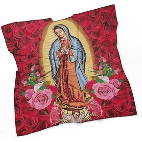Our Lady of Guadalupe Hair Bandana Virgin Mary Silk Scarf Kerchief Square Scarf Wrap Neck Scarf for Women in Saudi Arabia