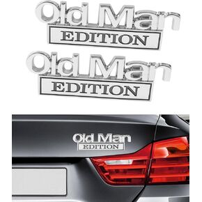 Car Decal,Car Accessories Automotive Emblems,Funny Bumper Stickers,Waterproof Rustproof Old Man Edition 3D Metal Sticker Badge,Suitable for Most Cars,Trucks,SUVs,RVs and More (Silver-Black) in Kuwait