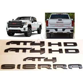 6Pcs AT4 HD Emblems Sierra Letters 3D Badge Side Door Rear Tailgate Sticker Decal NamePlate Compatible with 2019-2026 Sierra 2500HD 3500HD Canyon 85002068 (Matte Black) in Kuwait