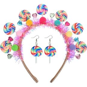 عصابات رأس على شكل قصب الحلوى للنساء للهالوين وأعياد الميلاد وعصابة رأس بوم بوم لوليبوب وإكسسوارات الشعر زي كاندي لاند in Kuwait