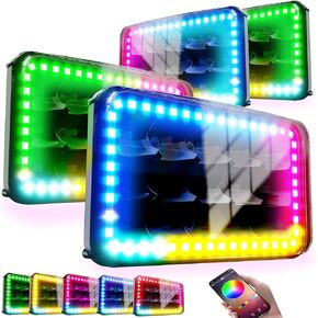 ROLINGER 4 قطع للطرق الوعرة التوصيل والتشغيل مختومة شعاع LED ضوء H4651 H4652 H4656 H6545 4X6 أضواء LED مع وظيفة هالة RGB مستطيلة على الطرق الوعرة لـ Peterbilt Kenworth Freightliner in Kuwait