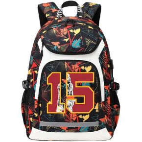 American Football Player 15 Multifunction Rugby Backpack Travel Laptop Daypack Night Reflective Strip Fans bag For Men Women (Grey Pattern - 2) in Saudi Arabia