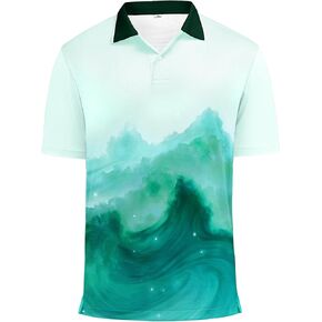 KUYIGO Men's Golf Shirts Short Sleeve UPF 40+ Dry Fit Moisture Wicking Performance Casual Collared Novelty Print Polo Shirt in Kuwait