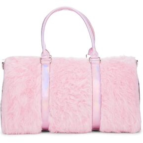 Dolls Kill Shagadelic Weekender من Sugar Thrillz - حقيبة وردية من الفرو الصناعي مع أشرطة قابلة للتعديل، مثالية للسفر in Kuwait