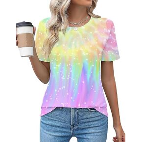 Tie Dye Shirt Women Neon Tshirts Glow in The Dark Clothes for Glow Party 70s Disco Outfits Fashion Casual Party Tops in Kuwait