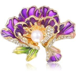 Purple Brooch, Peony Pearl Brooch, Rhinestone Brooches for Women, Exquisite Brooches for Weddings, Parties, Prom Dresses and Coats in Kuwait