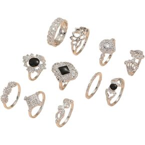 Stackable Knuckle Rings Set for Women Gold Gothic Y2k Carved Flowers Rings Set Vintage Crystal Rhinestone Carved Midi Ring Punk Boho Finger Ring Lightweight Hypoallergenic Jewelry Birthday Party Halloween Holiday Jewelry in Kuwait