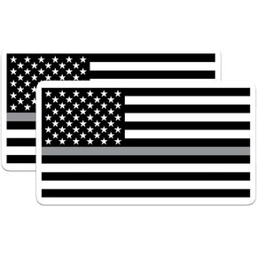(2 Pack) Thin Grey Line American Flag Stickers - Corrections Officers - Corrections Flag 5 Inches On Longest Side - Premium Vinyl - for Cars, Trucks, Skateboards, Laptops - Made in USA - BMCS0690 in Kuwait