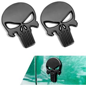 2 PCS Car Skull Sticker Decals, 3D Stereo Metal Skeleton Decorative Sticker, Scratch-cover Self-adhesive Exterior Badge Accessory, for Most Vehicles(Black) in Kuwait