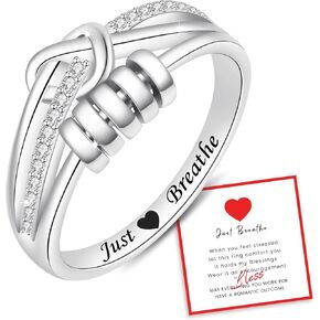 BEILIN Anxiety Ring for Women Sterling Silver Just Breathe Fidget Rings Rotating Beads Stress Relief Jewelry Heartfelt Gifts for Women in Kuwait