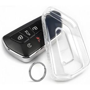 غطاء شفاف لمفتاح TPU، متوافق مع VW Atlas ID.3 ID.4 Golf 8 GTI R Seat Leon MK4 (2020-2026) 3/4/5 أزرار وما إلى ذلك، حافظة مفاتيح ناعمة شفافة (رمادي، قطعتان) in Kuwait