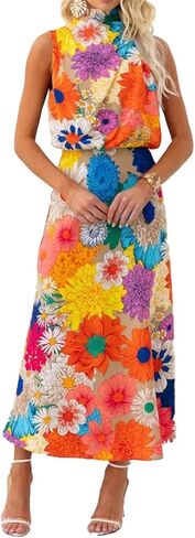 Womens Sexy Sleeveless Lace Up Halter Floral Printed Bodycon Party Clubwear Dress in Saudi Arabia