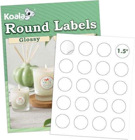 Koala Round Labels 1.5 Inch, Glossy White Printable Circle Stickers for Inkjet and Laser Printer, 500 Labels for Jars, Party Favor Decors, DIY Thank You Stickers in Saudi Arabia