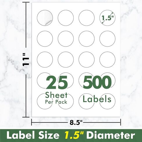 Koala Round Labels 1.5 Inch, Glossy White Printable Circle Stickers for Inkjet and Laser Printer, 500 Labels for Jars, Party Favor Decors, DIY Thank You Stickers in Saudi Arabia