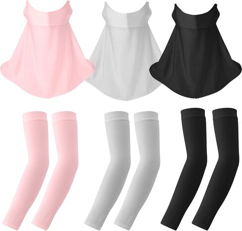 JATEBI UV Sun Protection Face with Neck Coverage UPF 50+ Face Shield Breathable + Protection Arm Sleeves for Golf, Hiking, Running, Cycling & Outdoor Sports in Kuwait