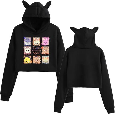 ACEFAST INC SKZ Hoodie Cat Ear Sweaters for Womens Felix Hyunjin Bangchan Merch Hoodie Sweatshirt in Saudi Arabia